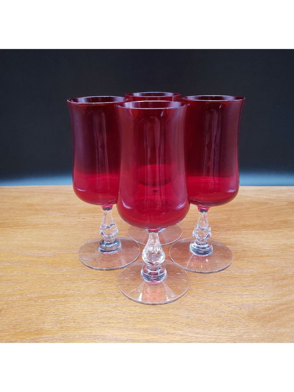 Fostoria Distinction Ruby Red Crystal Juice Glasses Set of 4 Vintage 6.25"